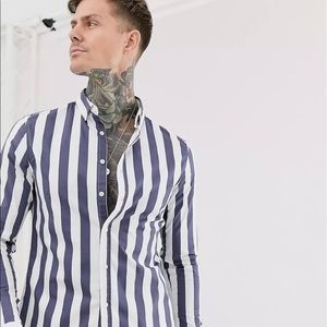 slim stripe shirt in gray!!!